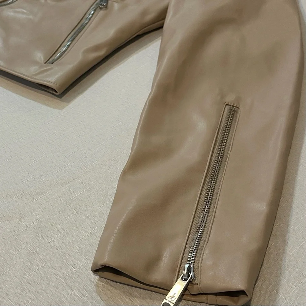 Sam Edelman Faux Leather Moto Jacket Beige | NWT Size Small - Picture 4 of 12